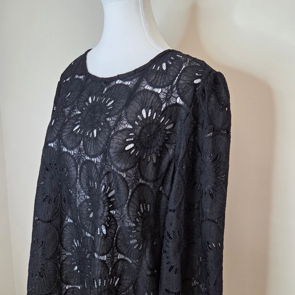 Black Crochet Lace Embroidered Boho Blouse Romantic Coquette NWT Size XL - Picture 4 of 6